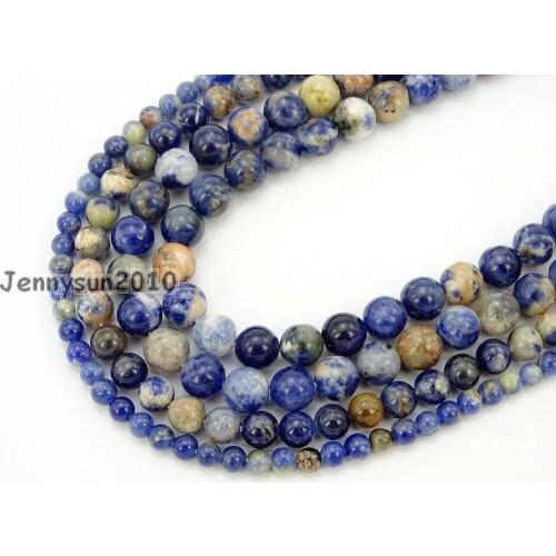 Natural Orange Sodalite J-asper Gems Stone Round Spacer Beads 4mm 6mm 8mm 10mm Strand for Jewelry Making Crafts 5 Strands/Pack