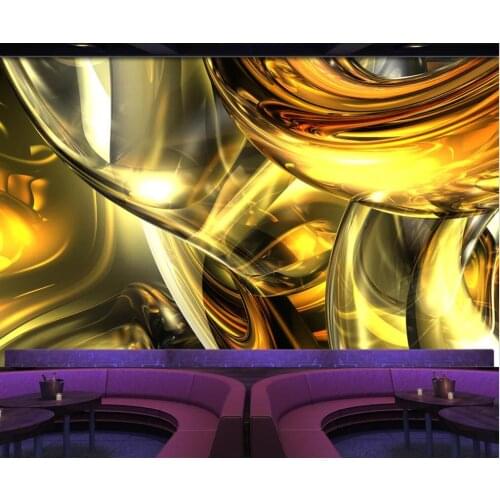 Customized large 3D mural wallpaper cool gold abstract space bar KTV background wall