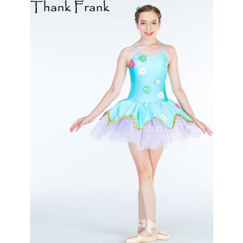 Tutu Ballet Dance Dress For Girls Colorful Flowers Costume For Dancing Dresses For Women Camisole C408