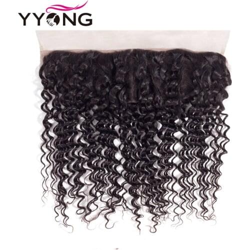 Yyong Brazilian Deep Wave Human Hair Lace Frontal Closure 13*4 Ear To Ear Free/Middle/Three Part Swiss Lace Remy Can Be Bleached