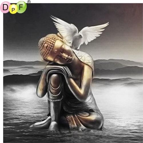 DPF 5D DIY full square diamond embroidery Buddha white dove diamond painting cross stitch mosaic painting decoration gift