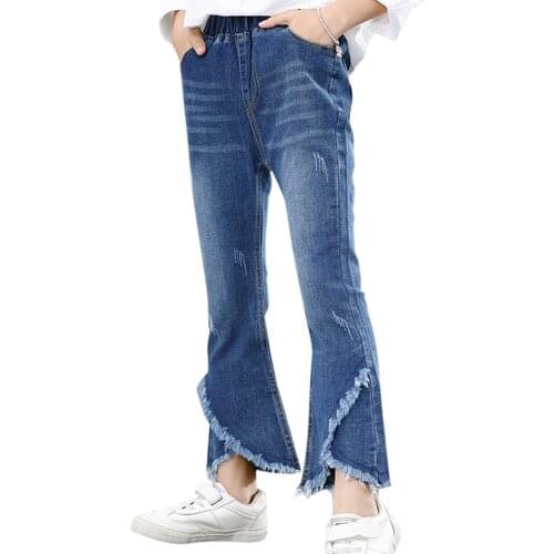 Girls Jeans Solid Color Jeans Girls Spring Autumn Children Jeans Casual Style Clothes For Girls 6 8 10 12 14