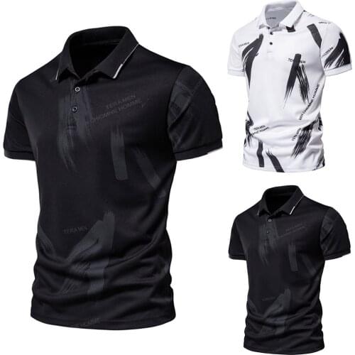 2021 Mens Oversized T Shirt Summer Fashion Splash-ink Letters Bronzing Print Lapel Short Sleeve Streetwear roupas masculinas