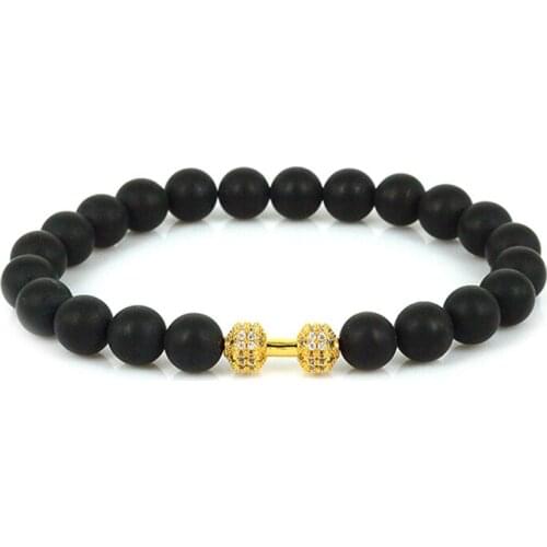 Dumbbells Charm Bracelets Bangles Natural Stone Bracelet for Men Pulseiras Boho Jewelry Gifts