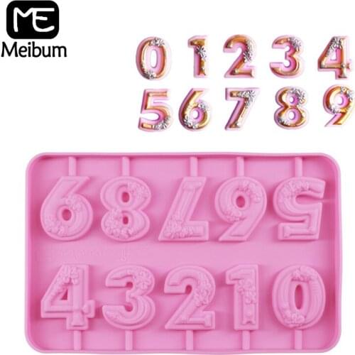 Birthday Cake Topper Decorating Tools Rose Flower Numerals Lollipop Molds Candy Bar Candle Silicone Mold Baking Accessories