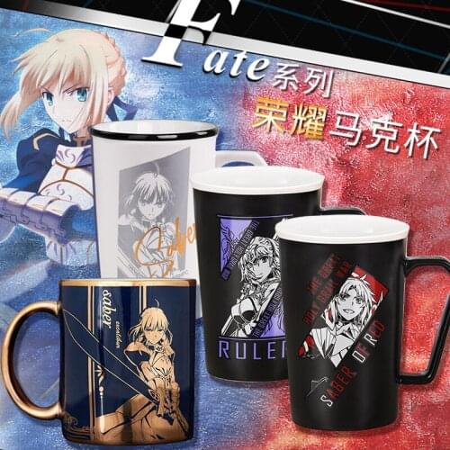 Anime Fate/stay night saber cosplay FGO Ceramic Mug Cup Men Women Cup Student Cartoon Water Hot stamping Coffee Cup Daily Gifts