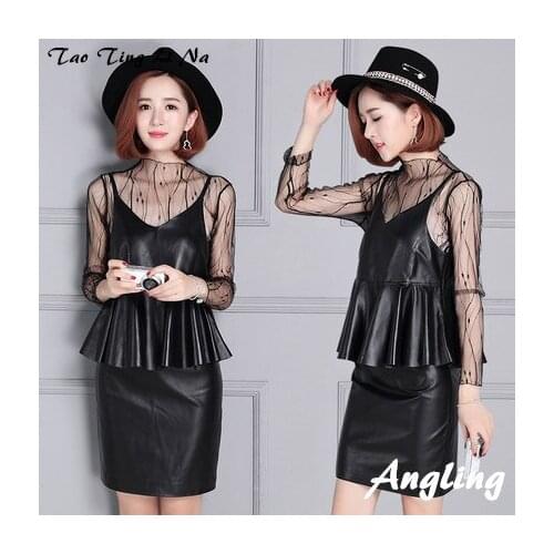 Top brand Genuine New Fashion Sheep Leather Skirt K172 high quality