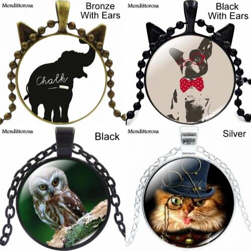 Trendy Animal Brand Glass Cabochon Necklace Jewelry Gift For Women Chain Necklace Jewellery