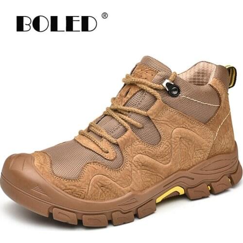 Natural Leather Men Boots Plush Warm Snow Boots Shoes Waterproof Outddoor Mens Ankle Boots Handmade Autumn Mens Shoes