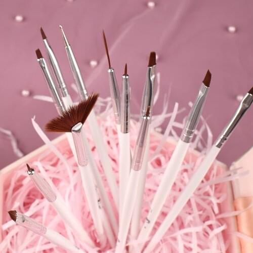 Nail Art Painting Tool Set Brush 12pcs Acrylic Nail Brush Point Drill Brush Fan Shape Brush Drawing Pen Professional Nail Tools