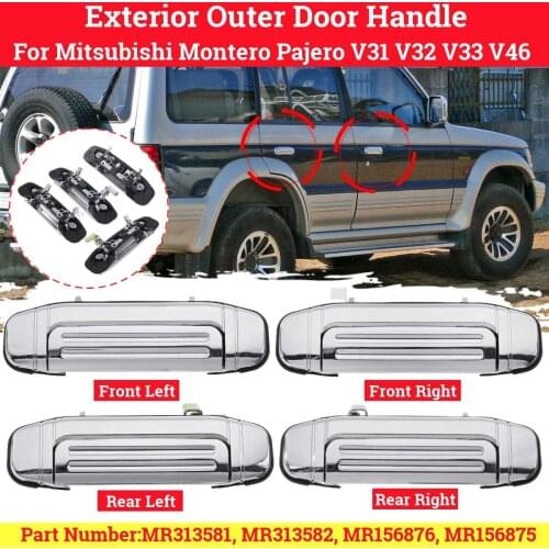 4pcs/1pc Car Outer Exterior Door Handles Chrome For Mitsubishi Montero Pajero V31 V32 V33 V46 1992 1993 1994 1995 1996 1997-2000