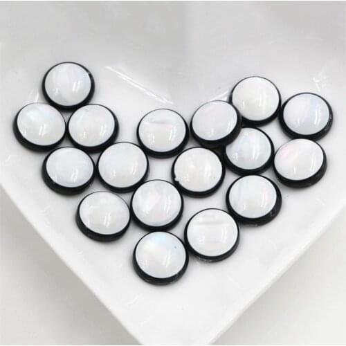 New New! 40pcs/Lot 12mm 14mm Black Bottom White Jade Series Flat back Resin Cabochons Fit 12-14mm Cameo Base Cabochons