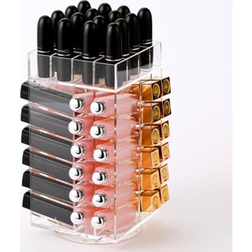New Acrylic 360 Degree Rotate Makeup Organizer Lipstick Holder Cosmetic Storage Box Makeup Brushes Organizer Desktop Makeup Box