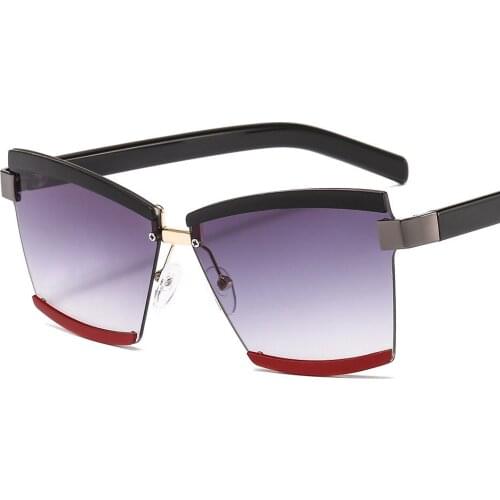 New Sqaure Cat Eye Sunglasses Men Women Oversized Eyeglasses Luxury Brand Fashion Colorful Sunglasses Shades UV400 Rimless