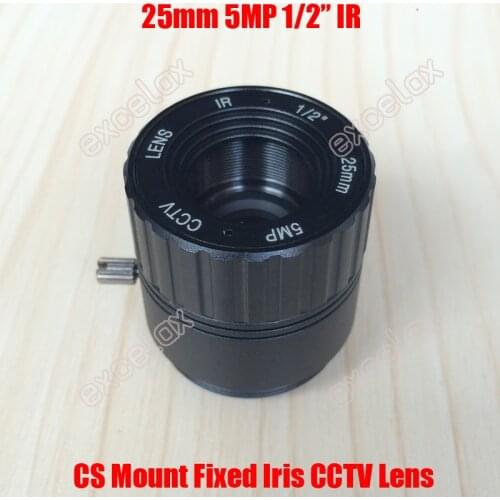 5MP 1/2" 25mm CS Mount Interface CCTV Camera Lens Fixed Iris IR Multi-layer Coating for 1080P 2MP 3MP 4MP 5MP Box Body Camera