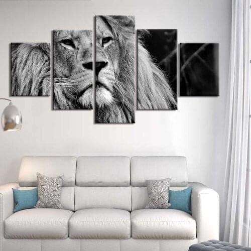Modern Prints lion Posters White and Black background Pictures Prints Art Wall Canvas Painting Home Decoration Wall Decor