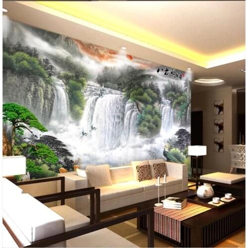 Custom photo wallpaper 3d murals wallpaper Idyllic landscape mural waterfall landscape painting mural background wall paper