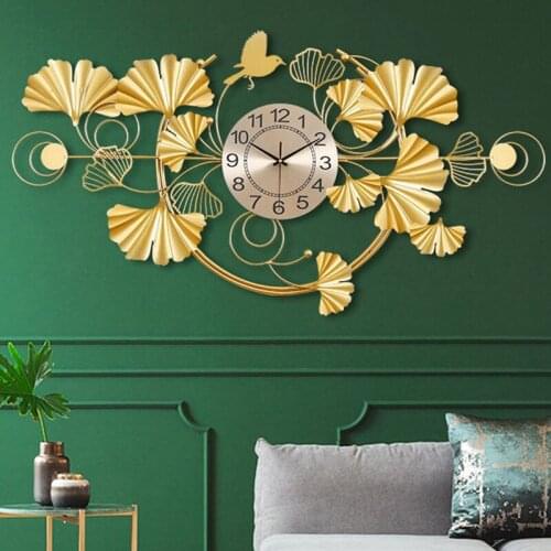 Luxury Gold Wall Clock Large Living Room Traditional Chinese Wall Clock Creative Iron Antique Horloge Murale Home Decor EB5WC