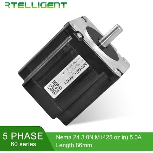Rtelligent 5-lead 5Phase Nema23 24 Stepper Motor 60 Series 0.72 Degree 60 Motor 21mm 0.75A for CNC Kit Engraving Milling Machine