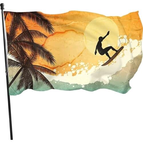 Garden Flags Surfer on Waves and Palms Flags House Yard Porch Lawn Sign Outdoor Grommets Much Thicker More Durable