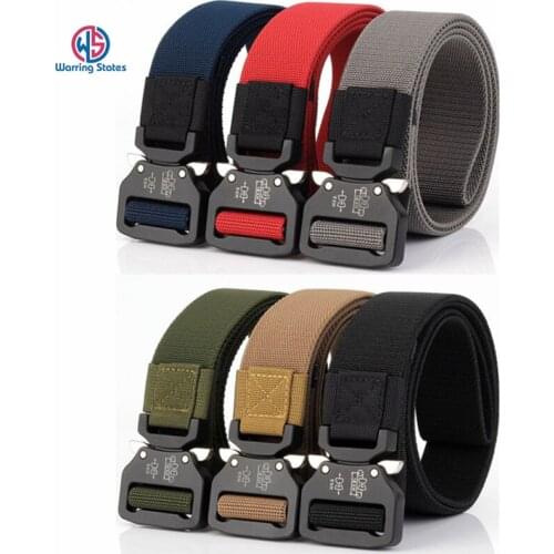 Tactical belt adjustable high strength nylon waist belt with Metal buckle hunting training accessories Elastic woven