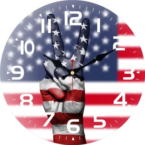 Vintage Patriotism Large Wall Clock America Flag Retro Silent Clock Room Kitchen Gallery Clock Wall Art Watches