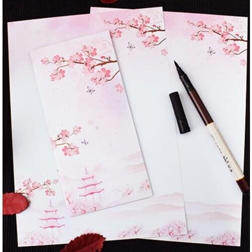 Cherry Blossom Season Envelope Letter Paper Set 10 Envelope 10 Sheets Letter Wedding Invitation Writing Office School Supplies