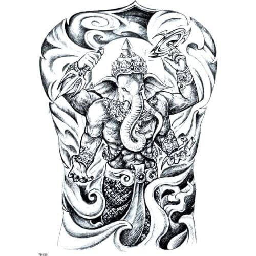 Ganesha Temporary Tattoo Sticker Fake Tattoo Large Tattoo Full Back LORD OF GAGAS Waterproof Temporary Tatoo