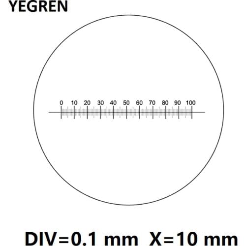 X=10 Scale Ruler Eyepiece Micrometer DIV 0.1 mm Horizontal Measuring 100 Graticule Calibration Ocular Micrometer for Microscope