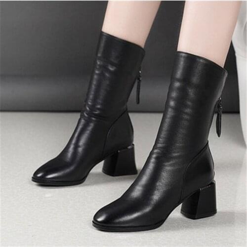 Womens Female ladies woman Ankle Boots Shoes Winter Spring Cow Leather Lace Up Shoes Punk Plus fur warm casual Riding Equestr