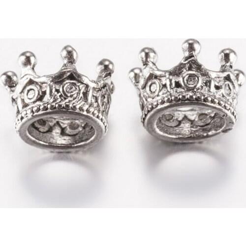 10pcs Crown Alloy Beads Loose Spacer Beads Metal Bead Tibetan Style for Jewelry Making DIY Bracelet Necklace 10.5x7mm Hole: 6mm