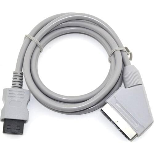 100 pcs 1.8m EU/US version Plug Scart Cable Video HD HDTV Cord for Wii Console Cord