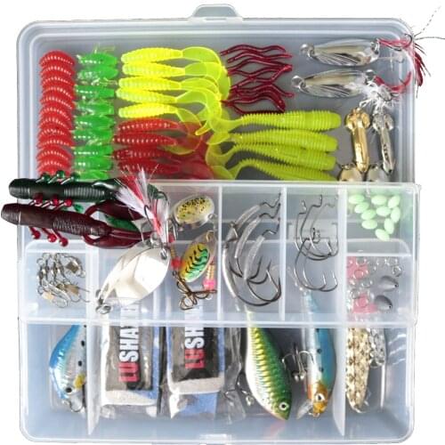 105Pcs/Box of Fishing Lure set Fishing Accessories Kit Fishing Gear Lures Kit Set with Tackle Box