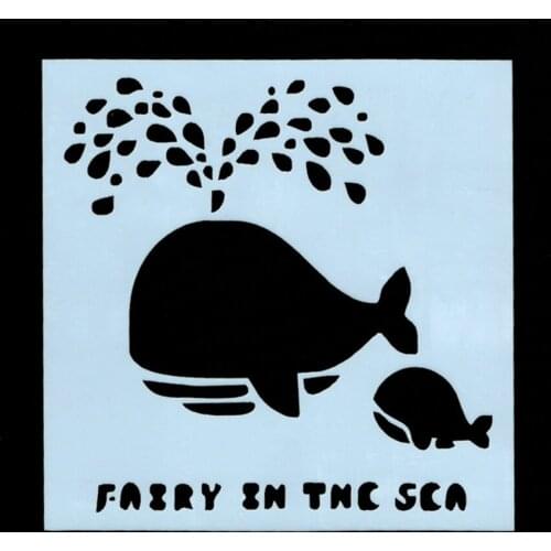 13*13 Whale Layering Painting template Stencils graffiti hand copied board hollowed out photo album graphic spray painting tool