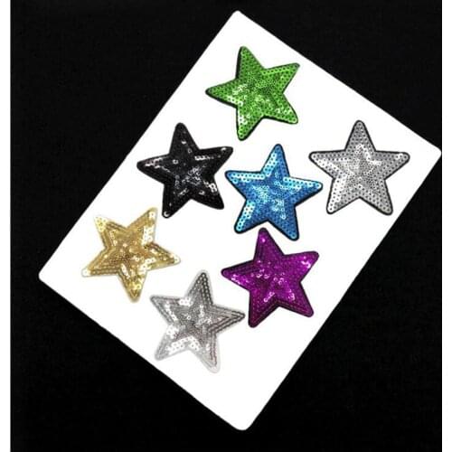 20pcs parches Star Glitter Patches For Clothing Iron On Sequined Patch Appliques Garment Badge Jeans Jacket Patchwork Stickers