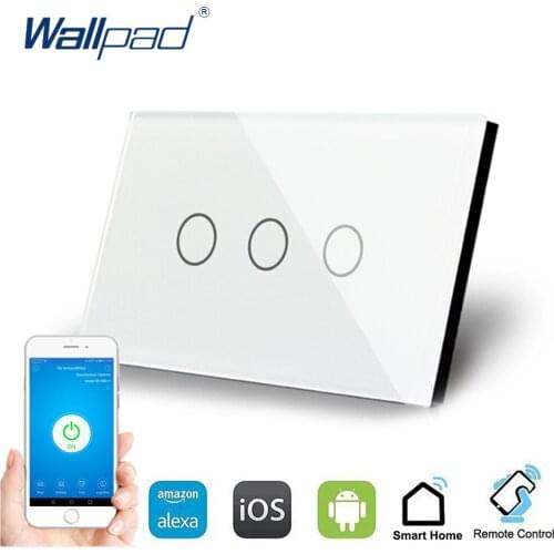 3 Gang 1 Way WIFI Control Touch Switch Wallpad US Wall Switch Crystal Glass Panel Smart Home Alexa Google home IOS Android