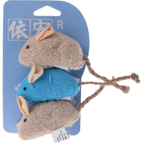 3Pcs/Set cat toys interactive Rat Squeak Noise Sound Toy Pet Cat Kitten Scratching Plush Mouse Playing Toy