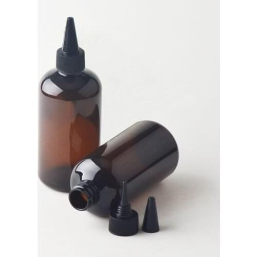 30pcs 250ml Empty Plastic Bottle With pointed mouth Cap Brown PET Container Bottles Shampoo Lotion Liquid Soap Personal Bottle