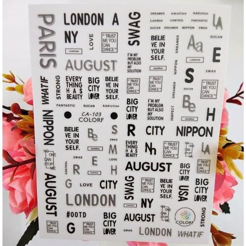 3D Nail Sticker Letter of the Alphabet Nail Art Decoraciones Decals Foil Manicure Design Accessories Nails Supplies