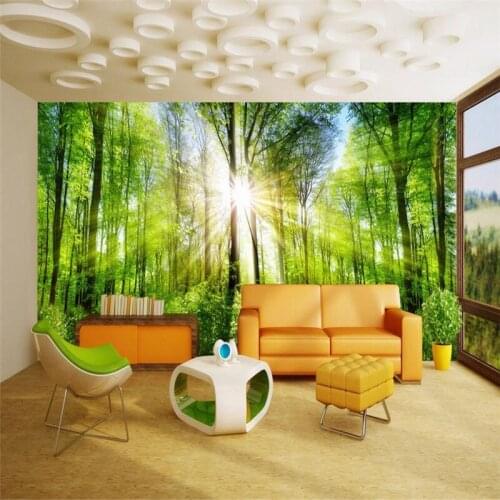 3d modern custom high quality photo wallpaper fresh nature landscape indoors wall mural primeval forest sunlight wallpaper