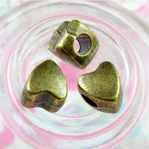 60pcs 9*8*7MM Antique bronze Plated DIY jewelry accessories Bracelet beads, alloy heart charms, vintage jewelry findings