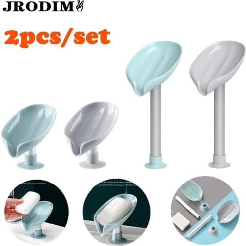 Bathroom Accessories Tools Soap Dish Holder Leaf Shape Soap Box Standing Suction Cup Drain Rack Toilet Laundry Soap Storage Rack