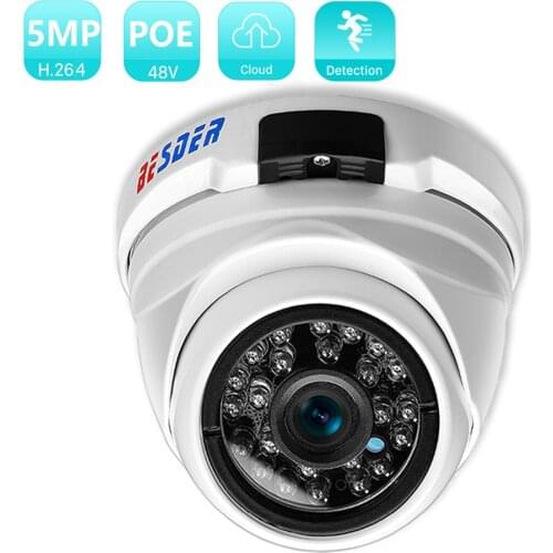 BESDER 720P 960P 1080P Full HD Wide Angle PoE CCTV Dome IP Wired Camera 5MP Infrared Metal Case Indoor Outdoor Vandalproof