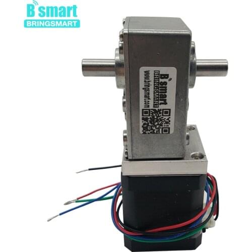 Bringsmart A58SW-42BYS Double Shaft Worm Stepper Gear Motor 12-24V DC Stepping Geared Motor Ratio 1:17 1:32 1:50 Engine Motor