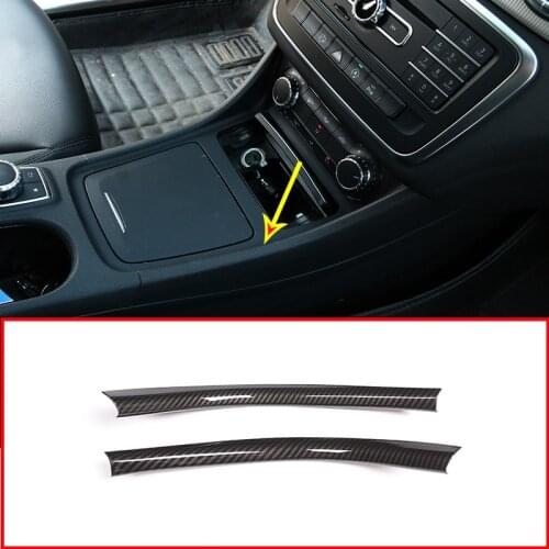 2pcs Carbon Fiber Chrome Center Console Decoration Strips Trim For Mercedes Benz A/GLA/CLA Class 200 220 260 W176 A180