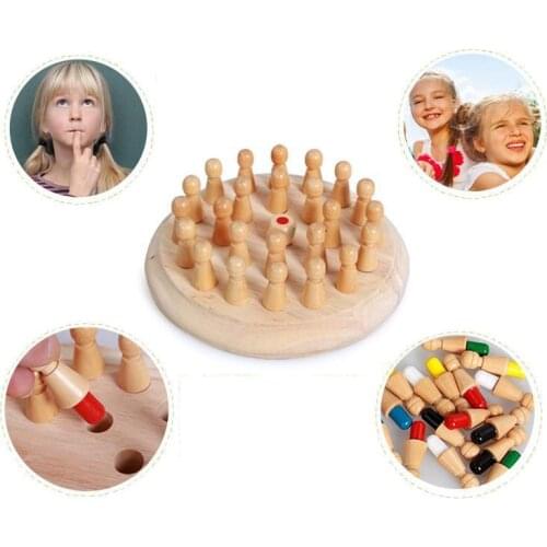 Kids Wooden Memory Match Stick Chess Game Fun Block Board Game Educational Color Cognitive Ability Toy For Children