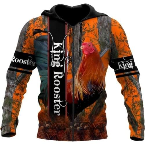 3D All Over Printed Men Zip Hoodie Beautiful King Rooster Camo Unisex Deluxe Sweatshirt Pullover Casual Jacket Tracksuit DW0273