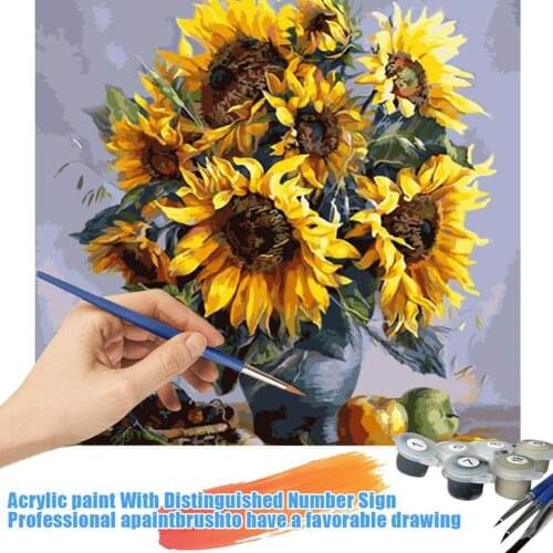 Yellow Sunflower Painting By Digital Home Decor Oil Picture By Number Set For Kids Adults Beginner Without Frame peinture numero