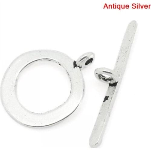 DoreenBeads Toggle Clasps Round Silver Color 21x17mm 29x3mm,50 Sets