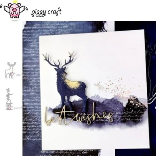Piggy Craft metal cutting dies cut die mold Deer bestwishes letters Scrapbook paper craft knife mould blade punch stencils dies